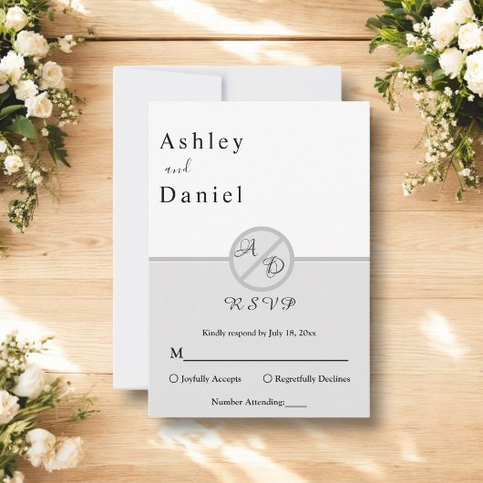Elegante Monogramm Schwarz-Weiß-Grau-Chic Hochzeit RSVP Karte