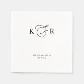 Elegante Monogramm Schwarz-weiße Personalisierte H Serviette (Vorderseite)