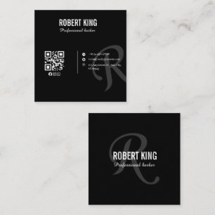 Elegante Monogramm-Schwarze Friseur-Visitenkarte Quadratische Visitenkarte