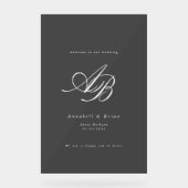 Elegante Monogramm-Schwarze Hochzeit Acrylschild (Vorderseite)