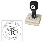 Elegante Monogramm-Skriptinitialen und Name Gummistempel (Stempel)