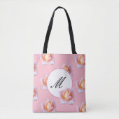 Elegante Monogramm-Tasche Rosa Rose-Blume Tasche (Vorderseite)