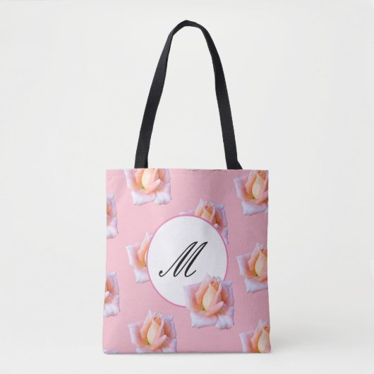 Elegante Monogramm-Tasche Rosa Rose-Blume Tasche (Vorderseite)