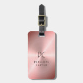 Elegante Monogramm Typografie Pink Metallic Gepäckanhänger (Vorderseite vertikal)