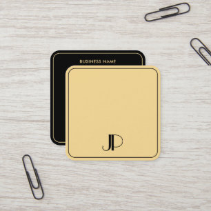 Elegante Monogramm-Vorlage luxuriös Schwarz und Go Quadratische Visitenkarte
