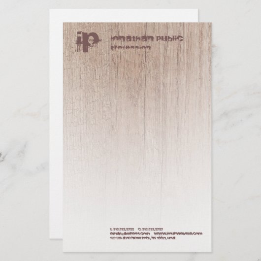 Elegante Monogramm-Vorlage Moderne Holzplatine Briefpapier (Vorne/Hinten)