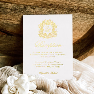 Elegante Monogramm-Wappen-Hochzeitsempfang-Folienk Folien Feiertagspostkarte