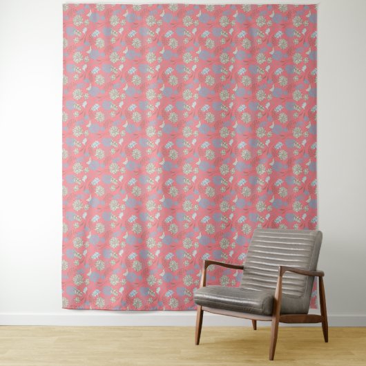 Elegante Monogramm-Wildblume Rosa Wandteppich (Beispiel)