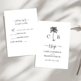 Elegante Monogramme Palm Beach Wedding RSVP Card