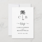 Elegante Monogramme Palm Beach Wedding RSVP Card Karte (Vorderseite)