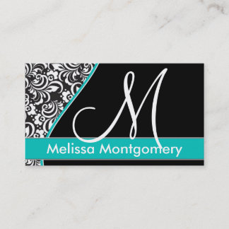 Elegante Monogrammgeschäftskarte - aquamarin Visitenkarte
