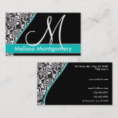 Elegante Monogrammgeschäftskarte - aquamarin Visitenkarte (Vorne/Hinten)