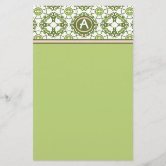 Elegante monogrammierte grüne keltische Korrespond Briefpapier