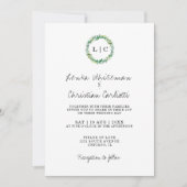Elegante monogrammierte Grünpflanzen-QR-Code-Hochz Einladung (Vorderseite)