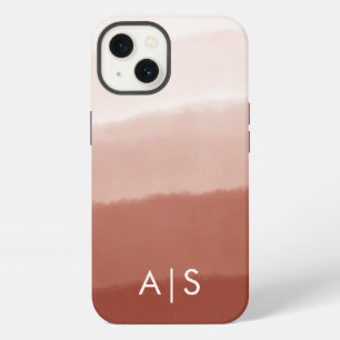 Elegante monogrammierte Initialen Kupfer Rost Ombr iPhone 13 Hülle