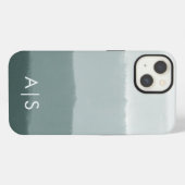 Elegante monogrammierte Initialen Limed Spruce Omb iPhone Hülle (Rückseite (Horizontal))