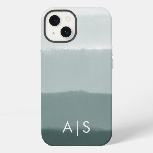 Elegante monogrammierte Initialen Limed Spruce Omb iPhone Hülle (Rückseite)