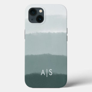 Elegante monogrammierte Initialen Limed Spruce Omb iPhone 13 Hülle