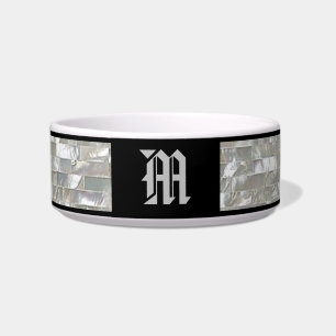 Elegante monogrammierte Perlenfliese Haustier Napf