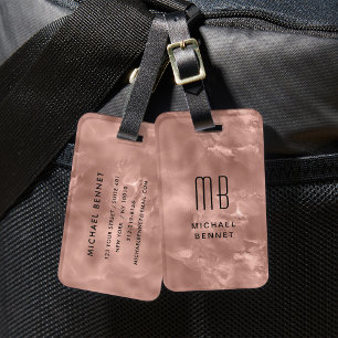 Elegante monogrammierte Rose-Gold-Tinte-Textur Gepäckanhänger