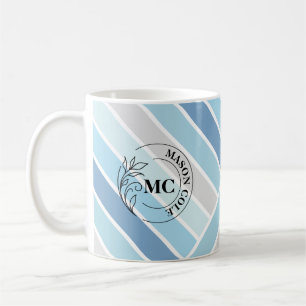 Elegante monogrammierte Streifentassen für ihn und Kaffeetasse