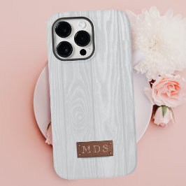 Elegante Monogramminitials für Weißholzkörner iPhone 16 Pro Max Hülle