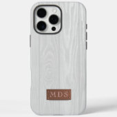 Elegante Monogramminitials für Weißholzkörner Case-Mate iPhone Hülle (Rückseite)