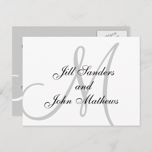 Elegante Monogrammnamen Ankündigung Datum freihalt (Vorne/Hinten)