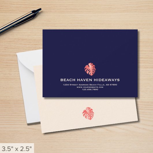 Elegante Monstera Leaf Corporate Note Card Mitteilungskarte