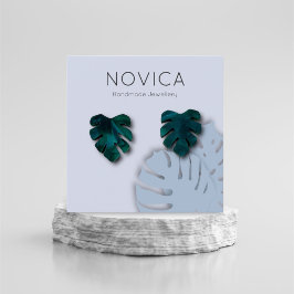 Elegante Monstera Leaf Earring Display Card