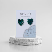 Elegante Monstera Leaf Earring Display Card