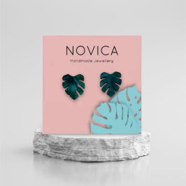 Elegante Monstera Leaf Earring Display Card
