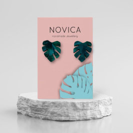 Elegante Monstera Leaf Earring Display Card