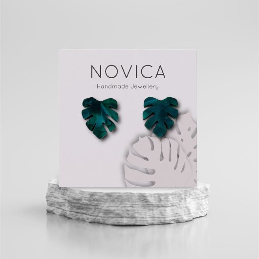 Elegante Monstera Leaf Earring Display Card