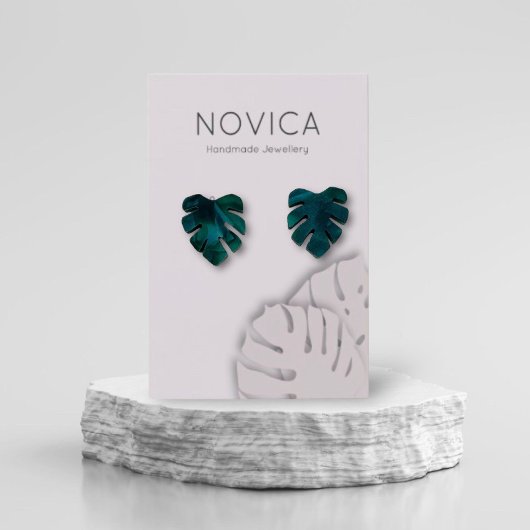 Elegante Monstera Leaf Earring Display Card