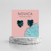 Elegante Monstera Leaf Earring Display Card