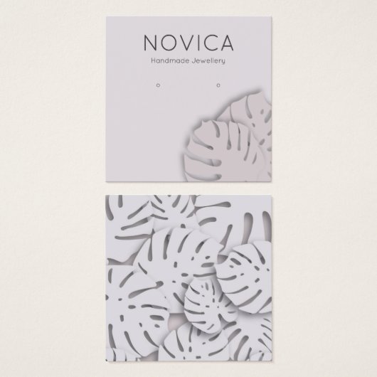 Elegante Monstera Leaf Earring Display Card (Vorne & Hinten)