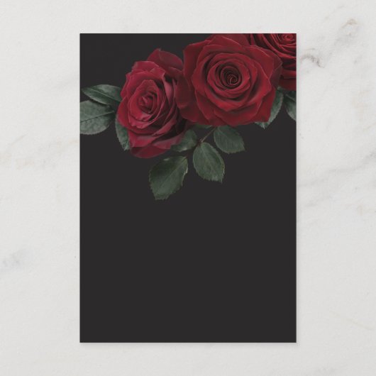Elegante Moody Blood Rote Rosen Blumendetails Begleitkarte (Rückseite)
