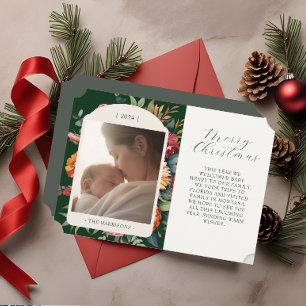 Elegante Moody Botanical Year in Review Card Einladung