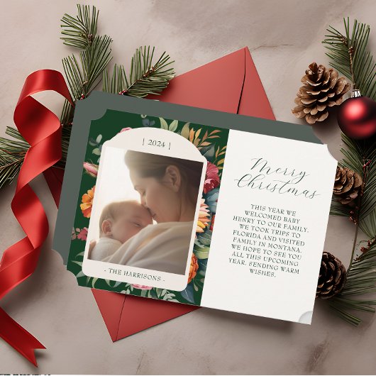 Elegante Moody Botanical Year in Review Card Einladung