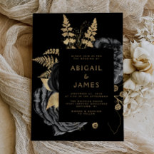 Elegante Moody Dark Floral Black Gold Wedding