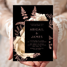 Elegante Moody Dark Floral Ivory Rose Gold Wedding