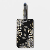 Elegante Moody Gray Floral Gold Schwarze Wasserfar Gepäckanhänger (Rückseite vertikal)