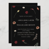 Elegante Moody Herbst Wildblume Hochzeit Einladung (Vorne/Hinten)