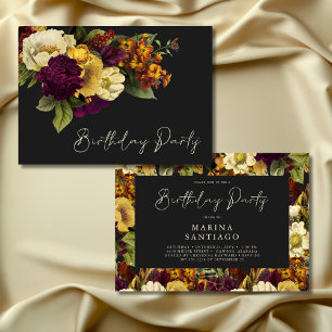 Elegante Moody-Juwel Vintage-Florale Geburtstagsfe Einladung
