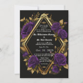 Elegante Moody Lila & Gold Gothic Wedding Einladung (Vorderseite)