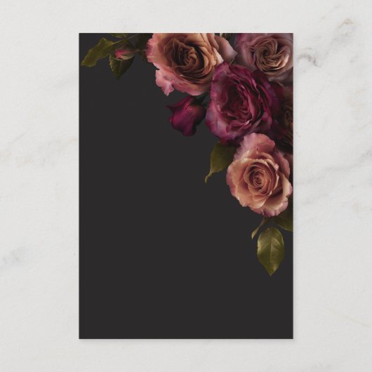 Elegante Moody Mled Rust & Burgundy Blumendetails Begleitkarte (Rückseite)