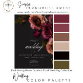 Elegante Moody Mutes Rost & Burgund Blumenhochzeit Einladung