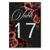Elegante Moody Mutes Rost & Burgund Blumenhochzeit Tischnummer (Vorderseite)