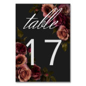 Elegante Moody Mutes Rost & Burgund Blumenhochzeit Tischnummer (Vorderseite)